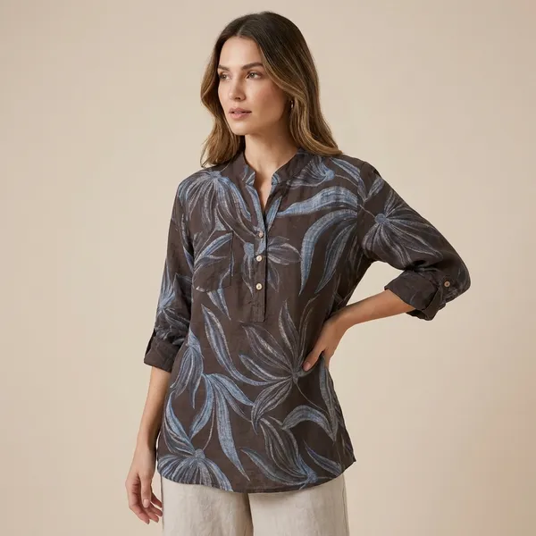 Dark_Coffee_Cotton_Linen_Printed_Co-Ord_Set_For_Women