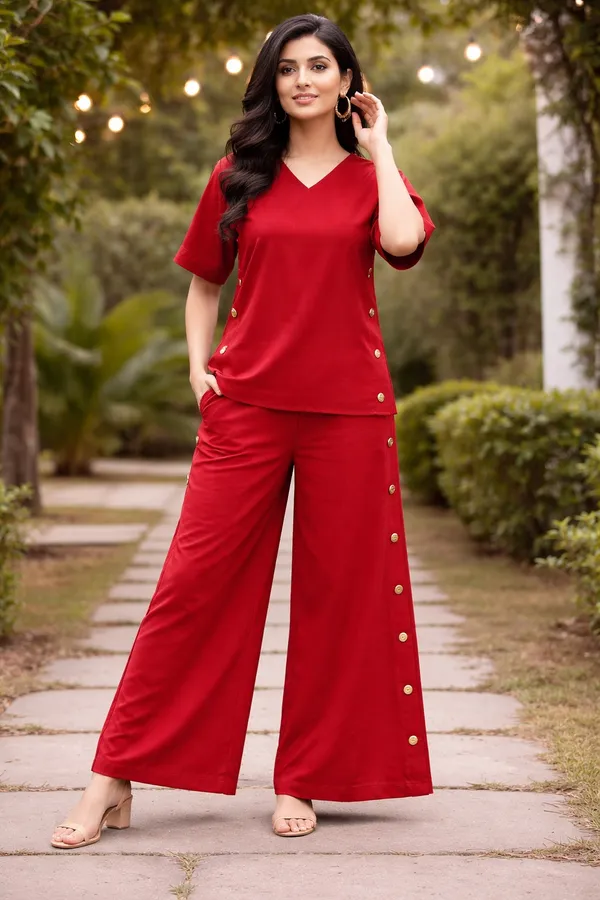 Red_Cotton_Co-Ord_Set_For_Women