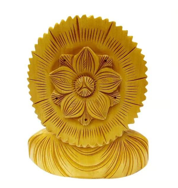 Wooden_Buddha_Head_Statue_With_Lotus_Back_Design_And_Golden_Finish_And_Handcrafted_Elephant_Figurine_And_Decorative_Showpiece_Pack_Of_2