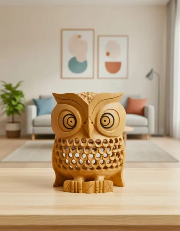 Handcrafted_Wooden_Owl_Decorative_Showpiece