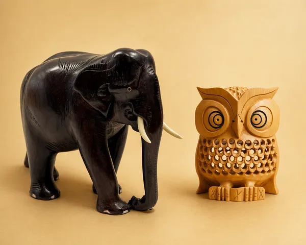 Handcrafted_Wooden_Elephant_Figurine_With_Ivory_Tusks_And_Owl_Decorative_Showpiece_Pack_Of_2