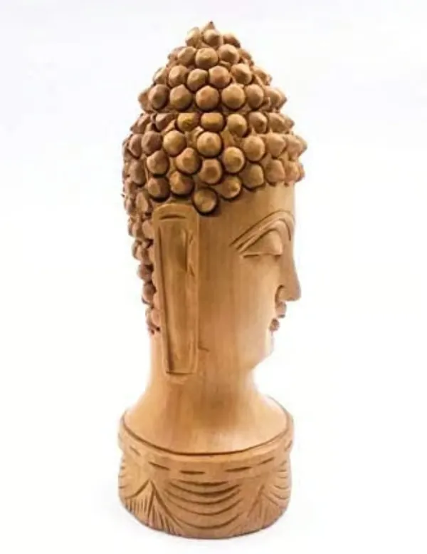 Handcrafted_Wooden_Elephant_Showpiece_With_Intricate_Carvings_And_Buddha_Head_Sculpture_With_Intricately_Carved_Hair_Pack_Of_2