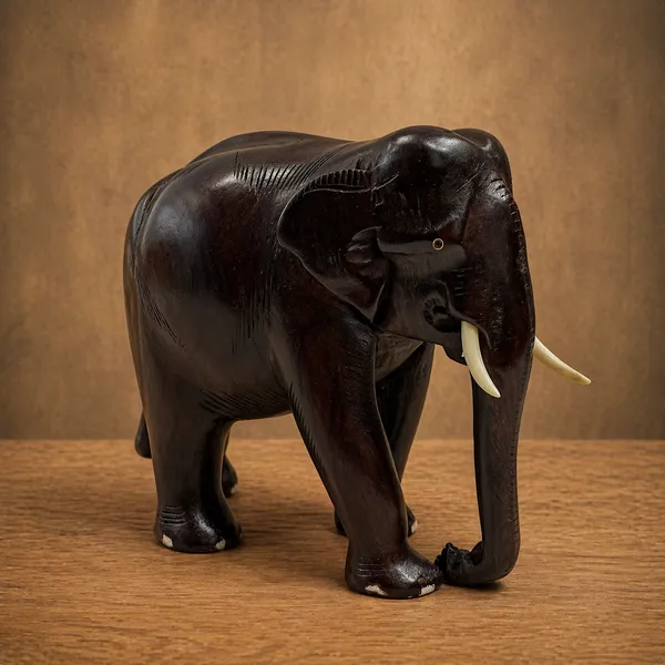 Handcrafted_Wooden_Elephant_Figurine_With_Ivory_Tusks