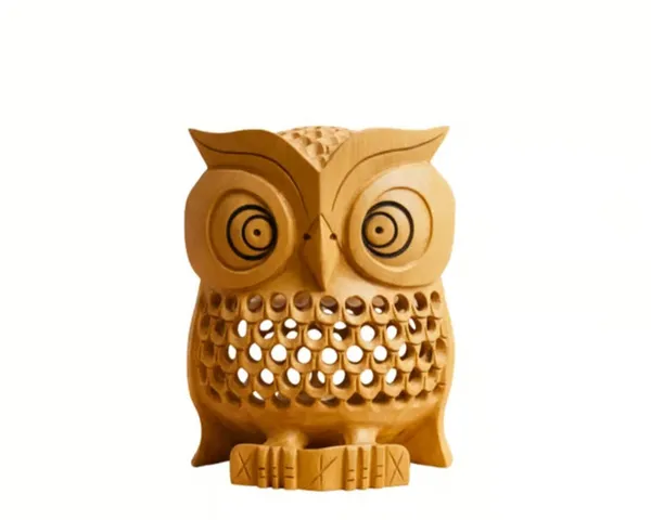 Handcrafted_Wooden_Owl_Decorative_Showpiece
