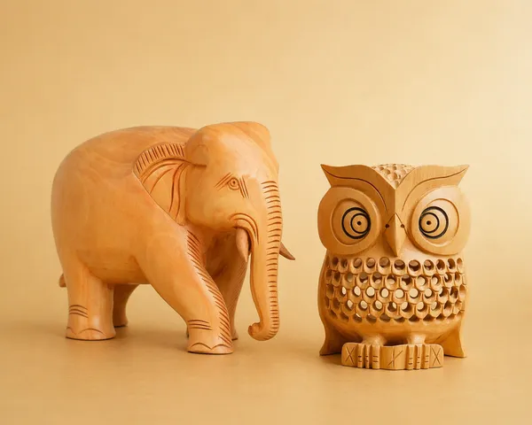 Handcrafted_Wooden_Elephant_Figurine_And_Owl_Decorative_Showpiece_Pack_Of_2