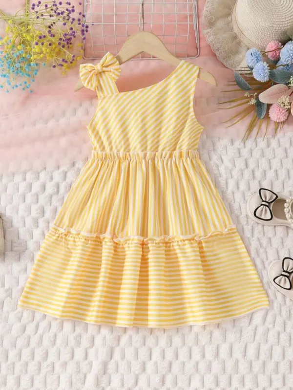 Yellow_And_White_Rayon_Premium_Dress_For_Baby_Girls