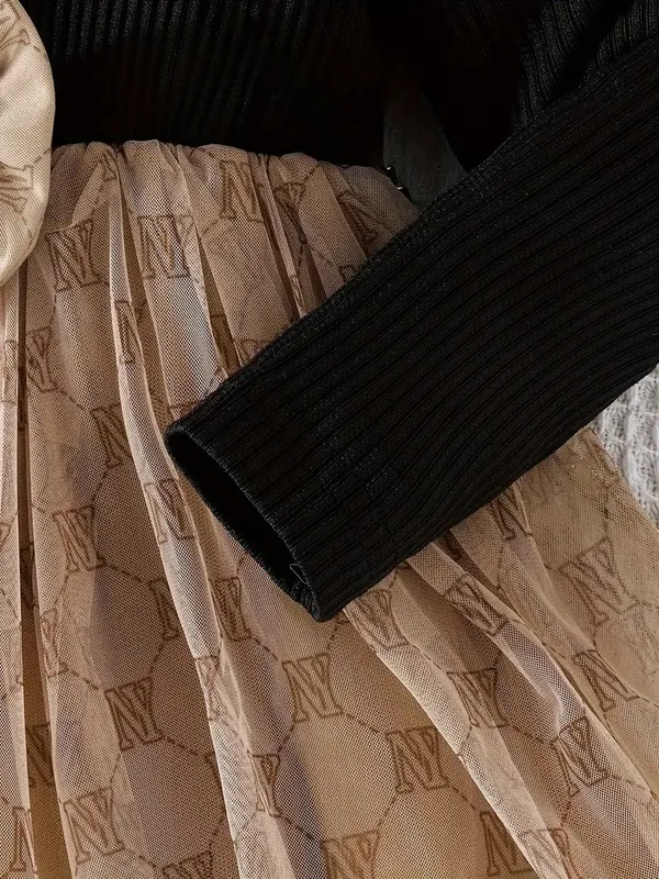 Black_And_Beige_Modal_And_Net_Premium_Dress_For_Baby_Girls