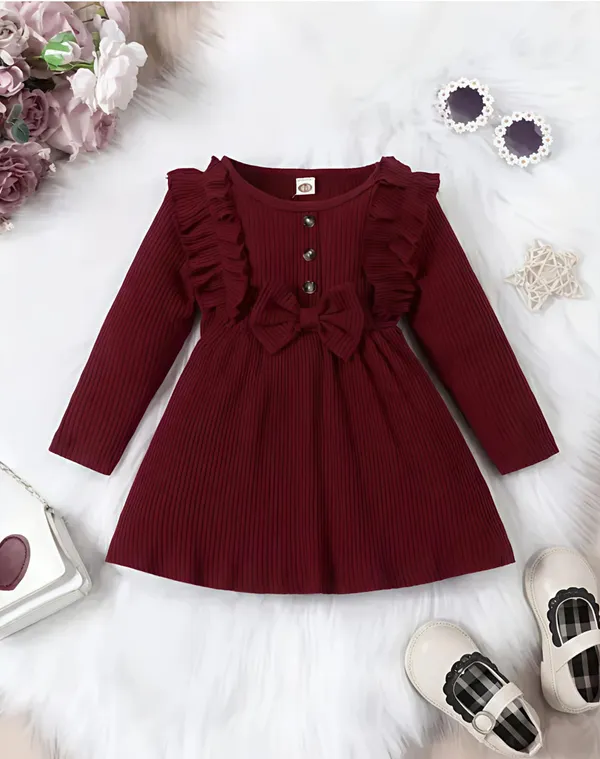 Burgundy_Modal_Premium_Dress_For_Baby_Girls