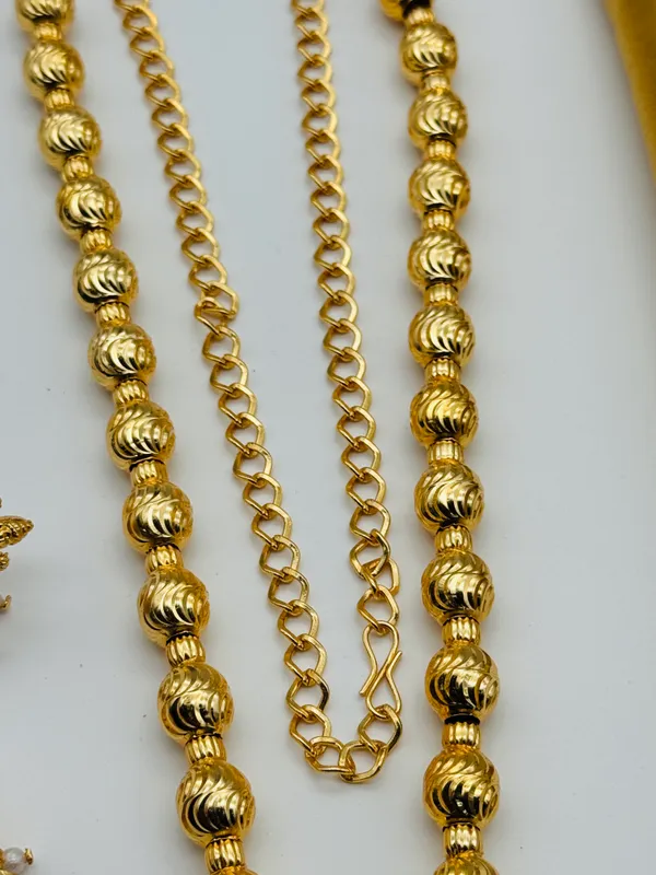 Mansi_Jewl_Point_Traditional_Temple_Design_Gold_Plated_Long_Haram_Necklace_Set_with_Jhumka_Earrings_for_Women_&_Girls,Women_Gold_Plated_Temple_Jewellery_Set_|_Long_Haram_Necklace_with_Lakshmi_Pendant_&_Matching_Jhumka_Earrings_|_Bridal_&_Festive_Wear