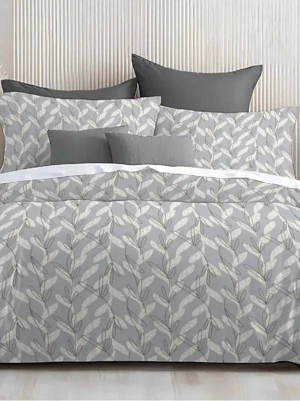 Allure_Leaf_Print_Cotton_Double_Bedsheet_with_2_Pillow_Covers_|_144_TC_|_Grey_&_White_|_90x100_cm