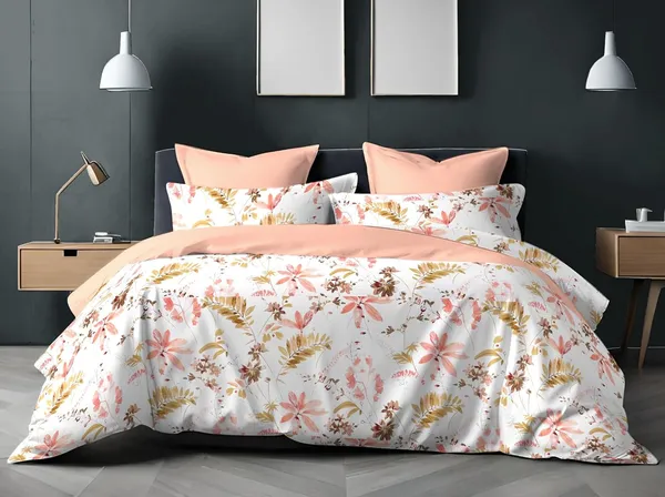 Allure_Botanical_Floral_Cotton_Double_Bedsheet_with_2_Pillow_Covers_|_144_TC_|_Peach_&_White_|_90x100cm