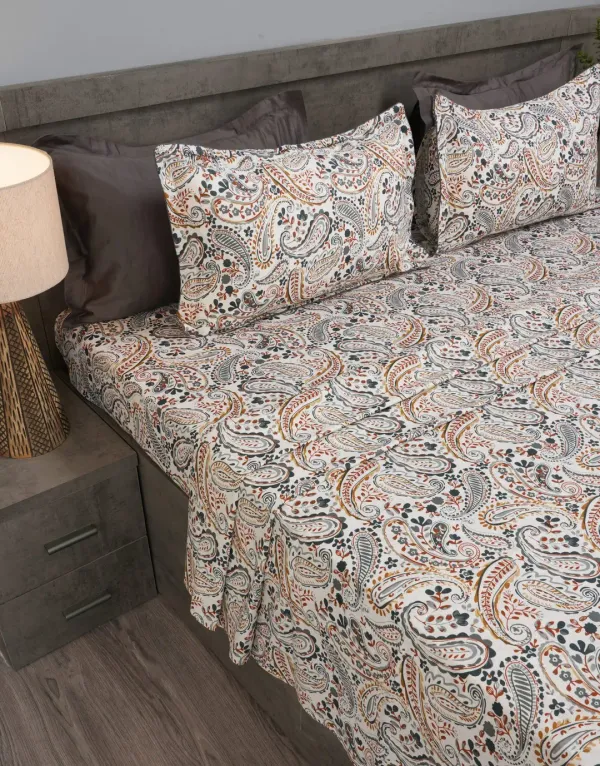 HCS_Living_Designer_Bohemian_Paisley_Super_King_Bedsheet_–_100%_Pure_Cotton_|_210_TC_Luxury_Satiny_Collection
