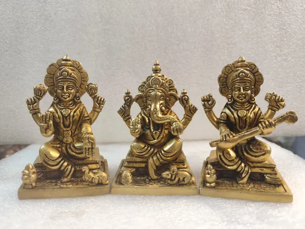Brass_Ganesh_Laxmi_Saraswati_Murti_Pack_Of_3