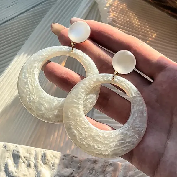 White_Circle_Acrylic_Earrings