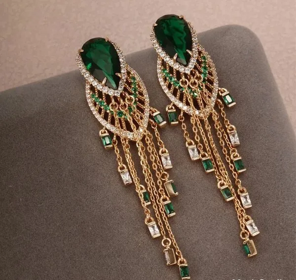 Gemstones_Gold_Plated_Drop_Earrings