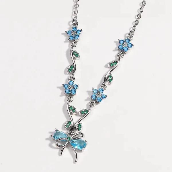 Chain_Necklace_-_White_Gold_Color_Blue_Diamond