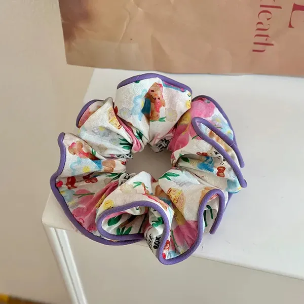 Scrunchie_-_Purple_floral_pleated