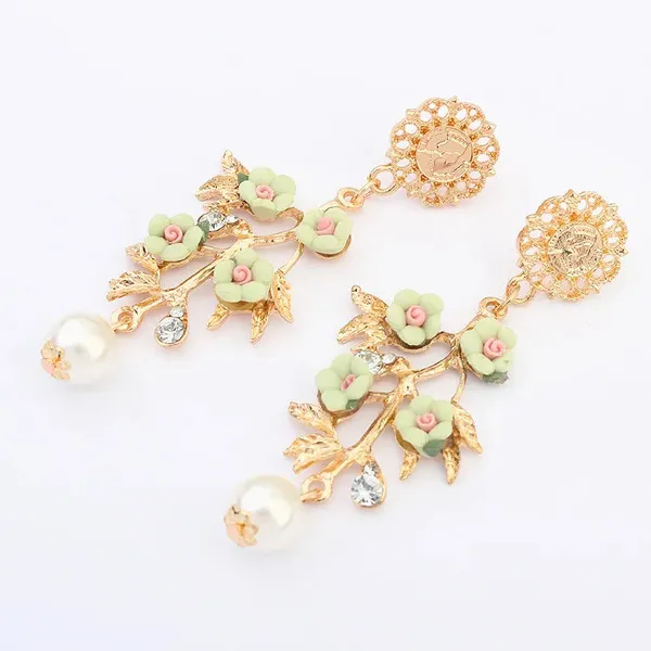 Luxury_Pearl_Long_Floral_Earrings_-_Green