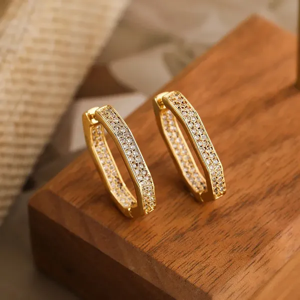 White_Geometric_Small_Earrings_-_Gold_Plated