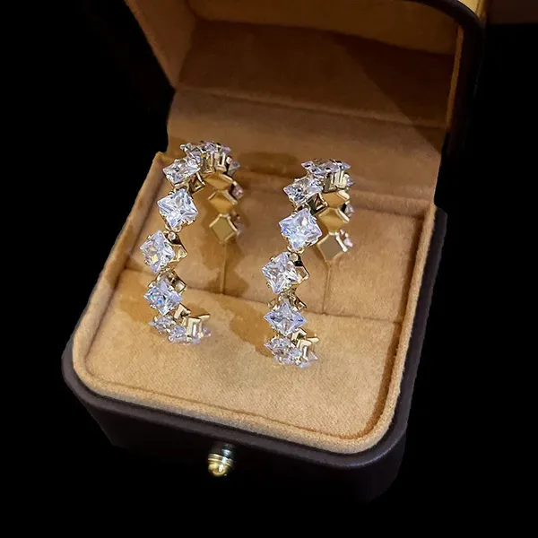 C_Shape_Zircon_Ear_Studs_-_Square_White