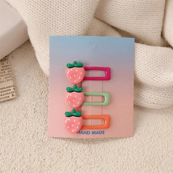 Korean_Cute_Fruit_Hair_Clips_Set_-_Rose_Red_Strawberry