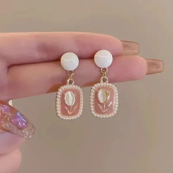 Elegant_Flower_Drop_Earrings_-_Pink