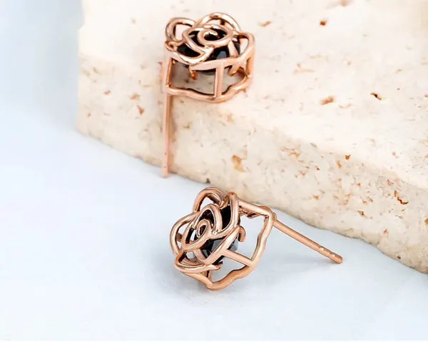 Elegant_Gold_Plated_Rose_Studs_-_Black