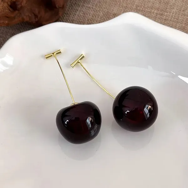 Dark_Red_Large_Cherry_Earring