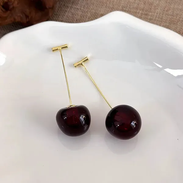 Dark_Red_Small_Cherry_Earring