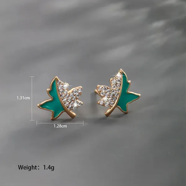 Green_Crystal_Leaf_Studs_-_Gold_Plated