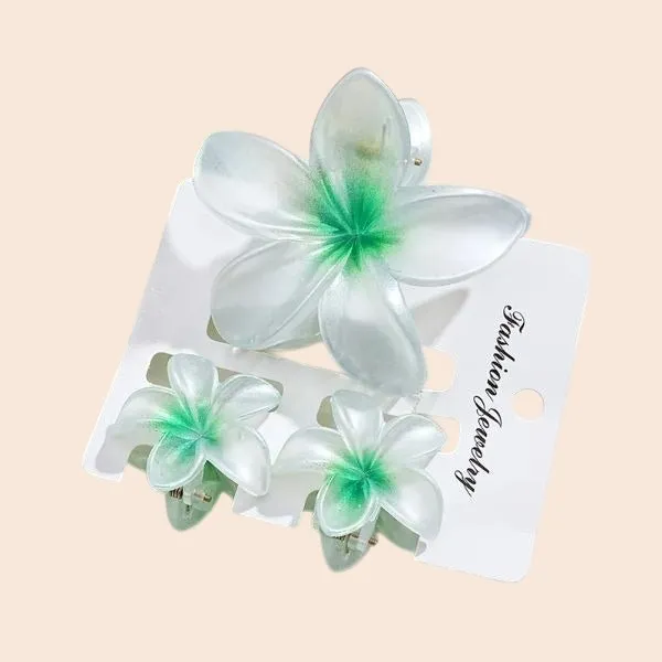 Frosted_Green_Plumeria_clip_Set