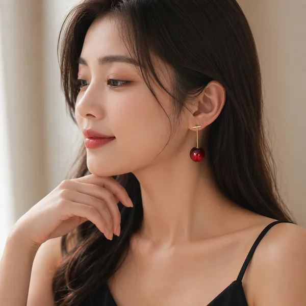 Wine_Red_Large_Cherry_Earring