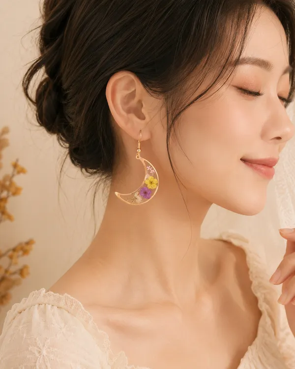 Moon_Shape_Resin_Earring_-_Yellow