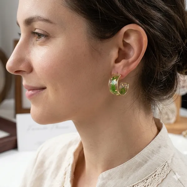 Resin_Flower_Earrings_-_Green