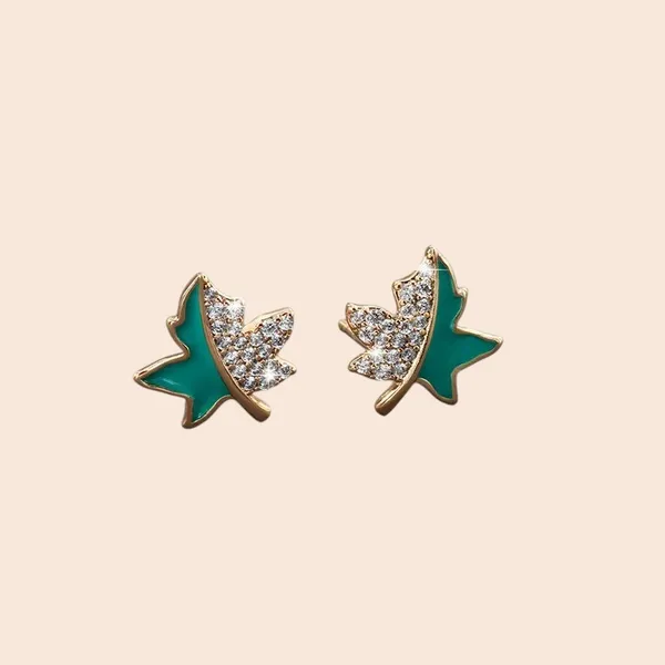 Green_Crystal_Leaf_Studs_-_Gold_Plated
