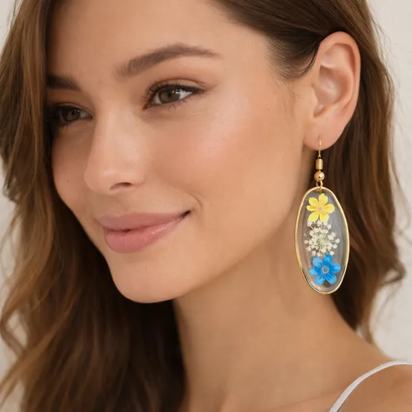 Oval_Dried_Flower_Resin_Earring_-_Yellow_+_Blue