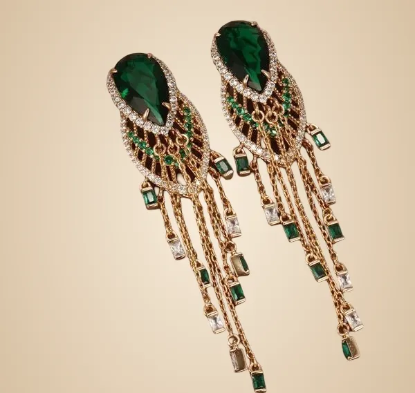 Gemstones_Gold_Plated_Drop_Earrings