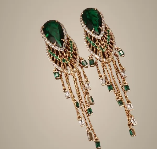 Gemstones_Gold_Plated_Drop_Earrings