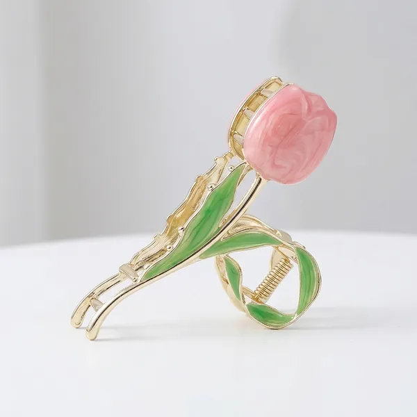 Pink_And_Green_Metal_Hair_Clip_For_Women