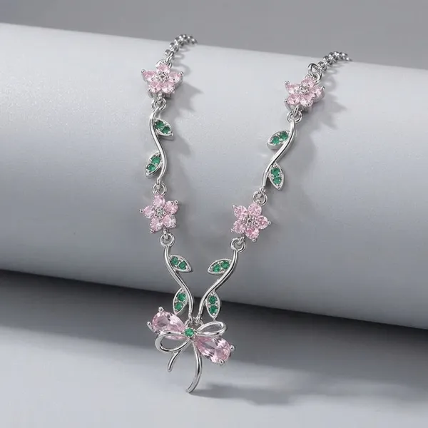 Chain_Necklace_-_White_Gold_Color_Pink_Diamond