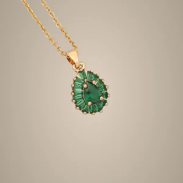 Stainless_Steel_Gold_Plated_Pendant_-_Green
