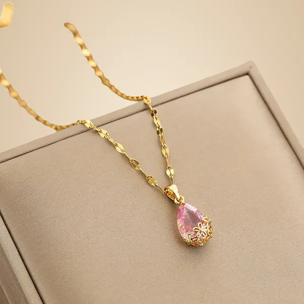 Gold_Plated_Pendant_-_Pink_water_drop