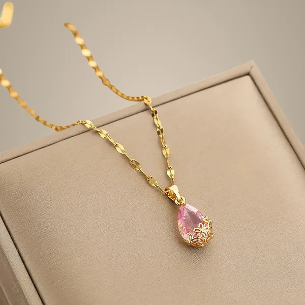 Gold_Plated_Pendant_-_Pink_water_drop