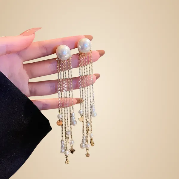 Golden_Pearl_Tassel_earring