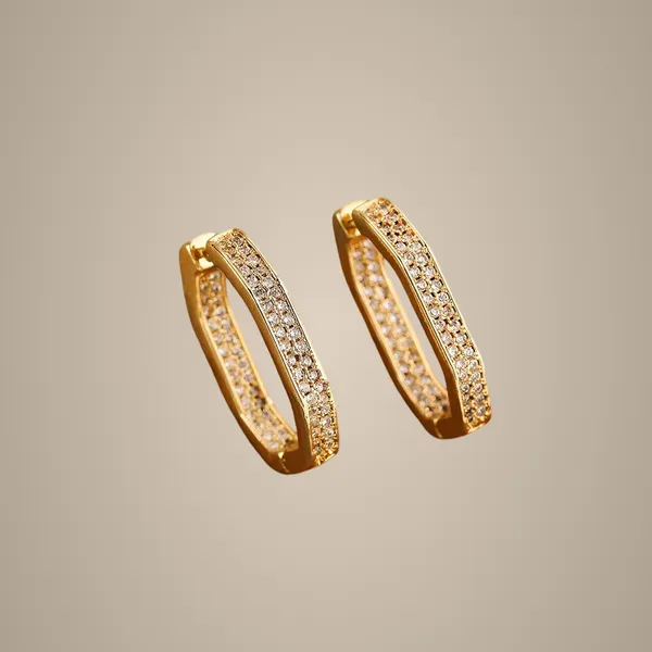 White_Geometric_Small_Earrings_-_Gold_Plated
