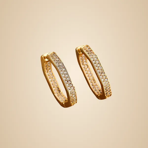 White_Geometric_Small_Earrings_-_Gold_Plated