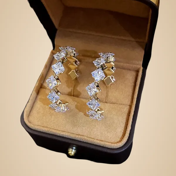 C_Shape_Zircon_Ear_Studs_-_Square_White