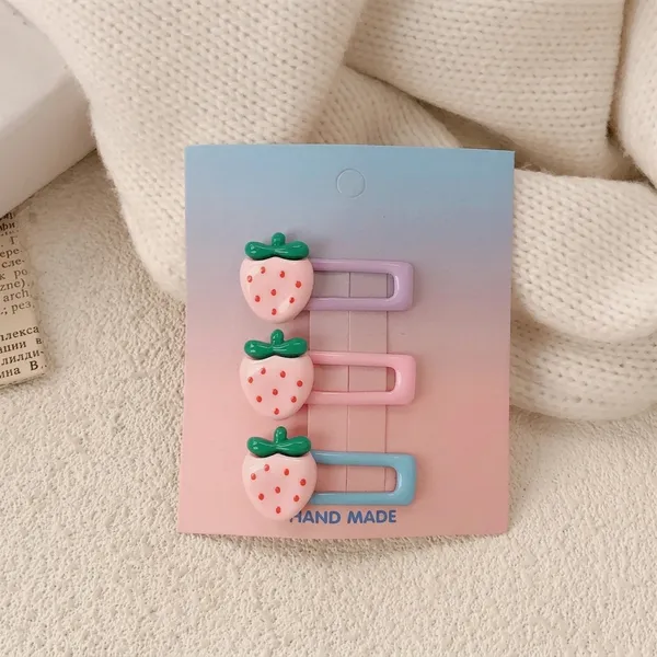 Korean_Cute_Fruit_Hair_Clips_Set_-_Pink_Strawberry_(Kids)