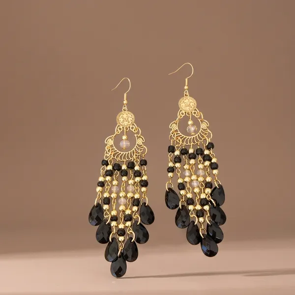 Bohemian_Tassel_Crystal_Beaded_Earrings_-_Black