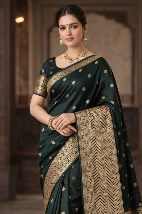 Deep_Green_Silk_Saree_For_Women